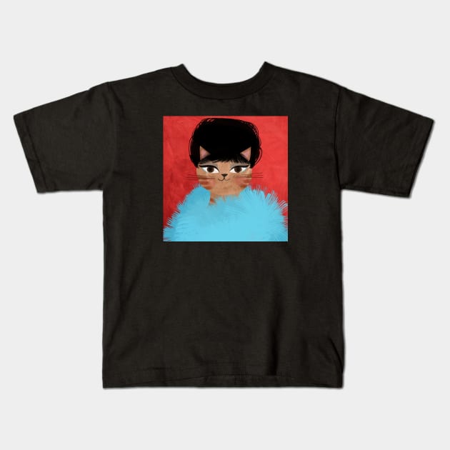 Aretha FURRanklin Kids T-Shirt by Planet Cat Studio